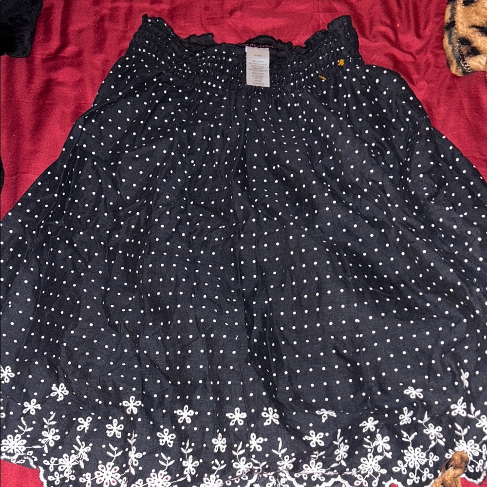 navy blue and White Polka Dot Skirt